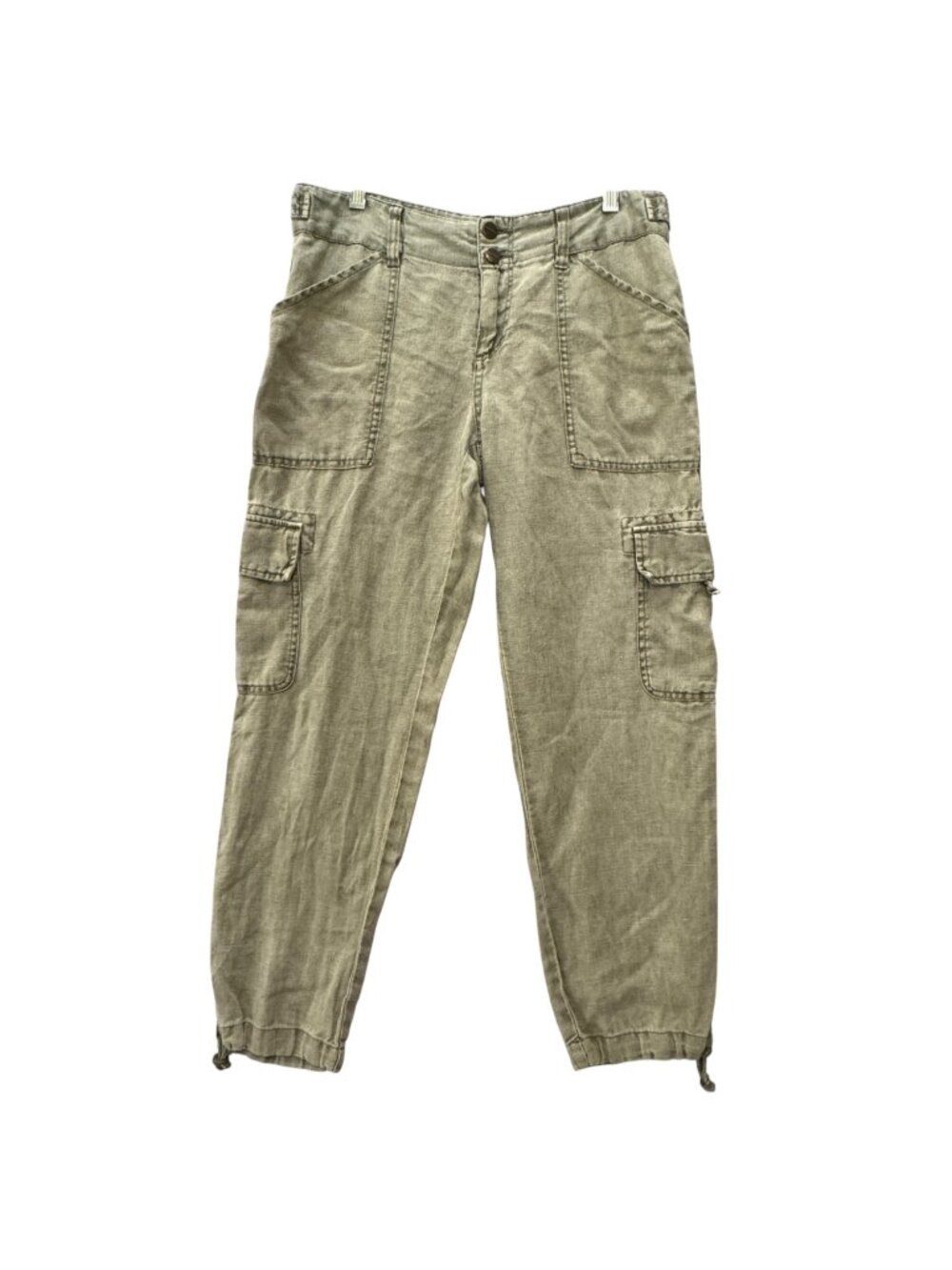 Sanctuary Terrain Crop Linen Size 26 Cargo Pants "Fatigue" Color Toggle Ankle
